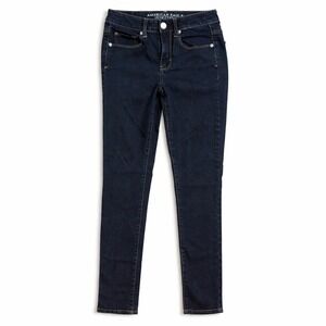 American Eagle Hi-Rise Skinny Jeans Women 2 Short Dark Wash Indigo Stretch Denim
